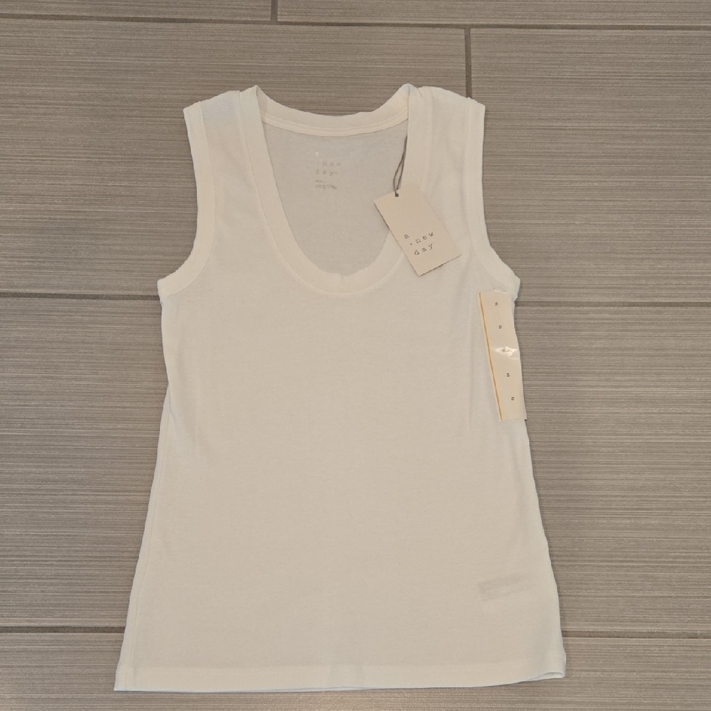A New Day White Fitted Tank Top